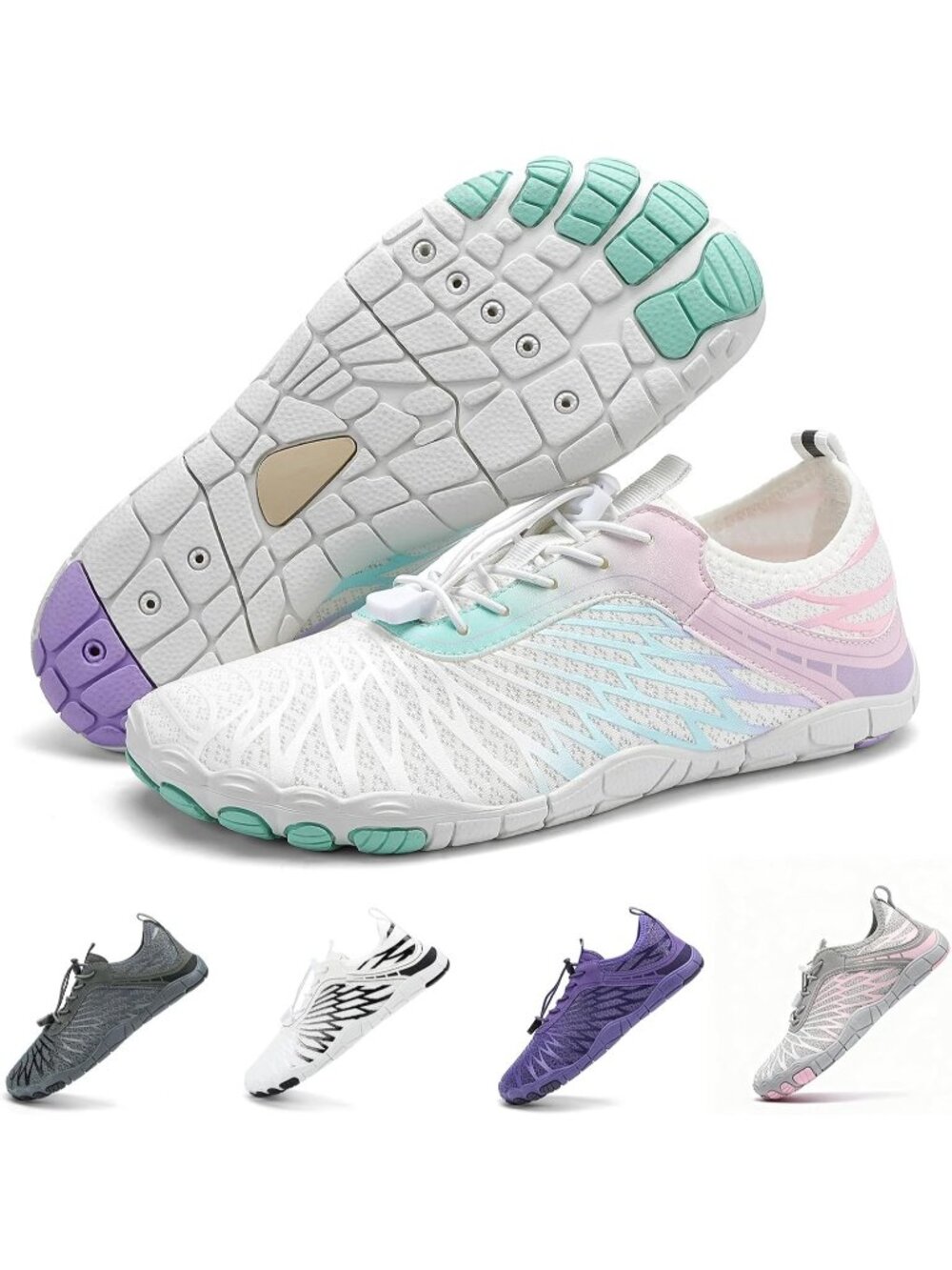 Womens Rainbow Mesh Hike Barefoot Breathable Athletic Footwear Water Shoes